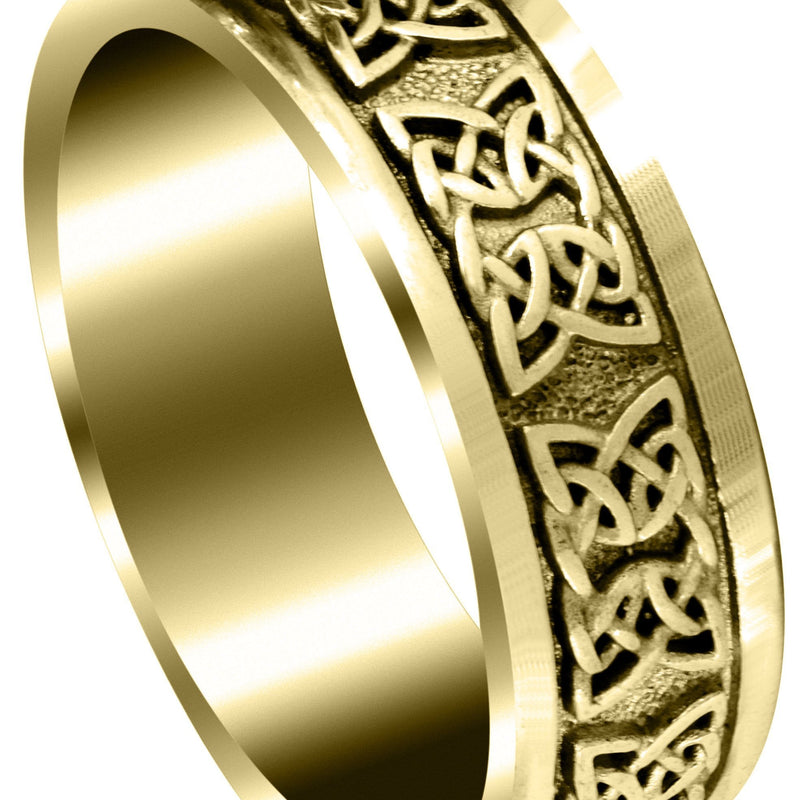 Yellow Gold Celtic Mens Wedding Band | Sand Blast / High Polish Finish (Kaden)