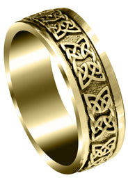 Yellow Gold Celtic Mens Wedding Band | Sand Blast / High Polish Finish (Kaden)
