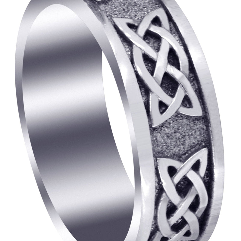 Celtic Mens Wedding Band | Sand Blast / High Polish Finish (Jesse)
