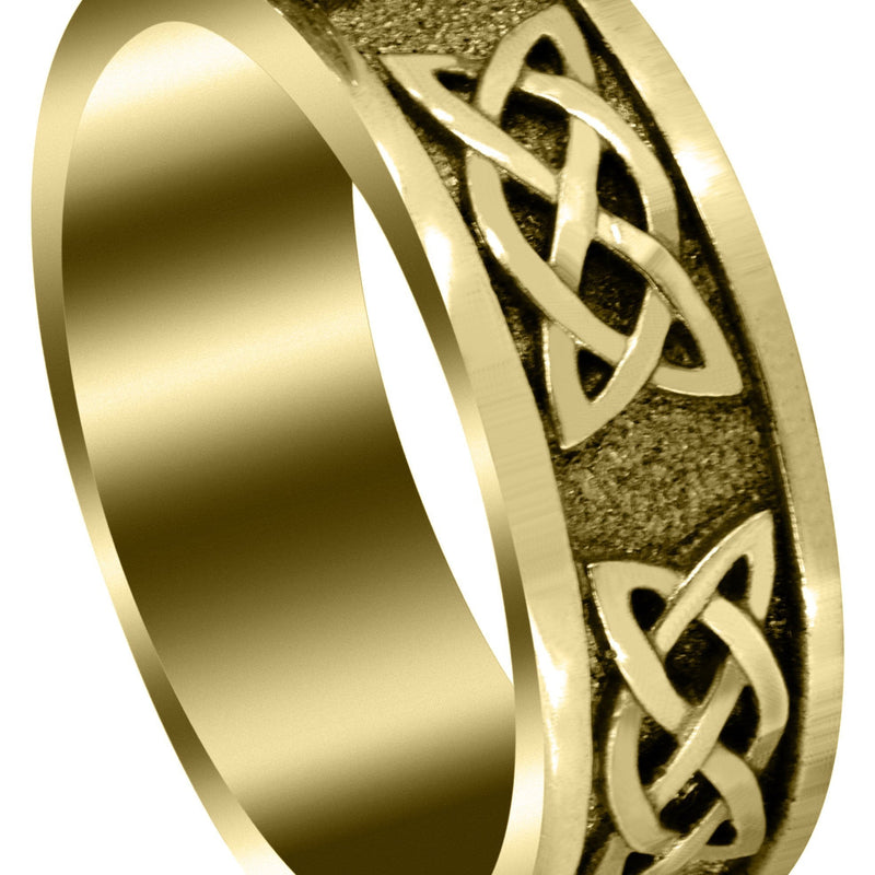 Yellow Gold Celtic Mens Wedding Band | Sand Blast / High Polish Finish (Jesse)
