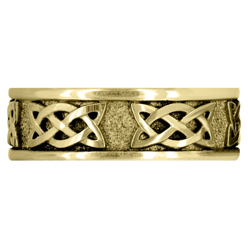 Yellow Gold Celtic Mens Wedding Band | Sand Blast / High Polish Finish (Jesse)