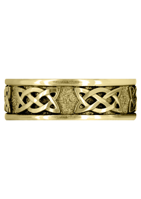 Yellow Gold Celtic Mens Wedding Band | Sand Blast / High Polish Finish (Jesse)