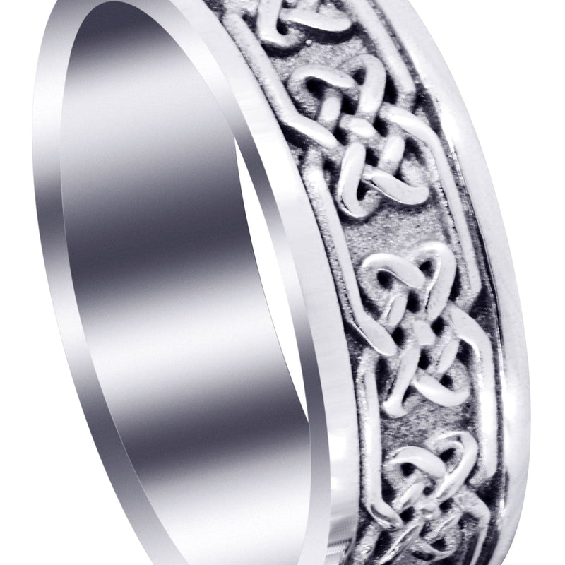 Celtic Mens Wedding Band | Sand Blast / High Polish Finish (Grant)