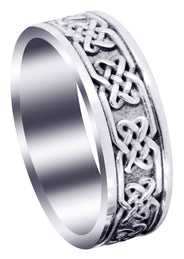 Celtic Mens Wedding Band | Sand Blast / High Polish Finish (Grant)