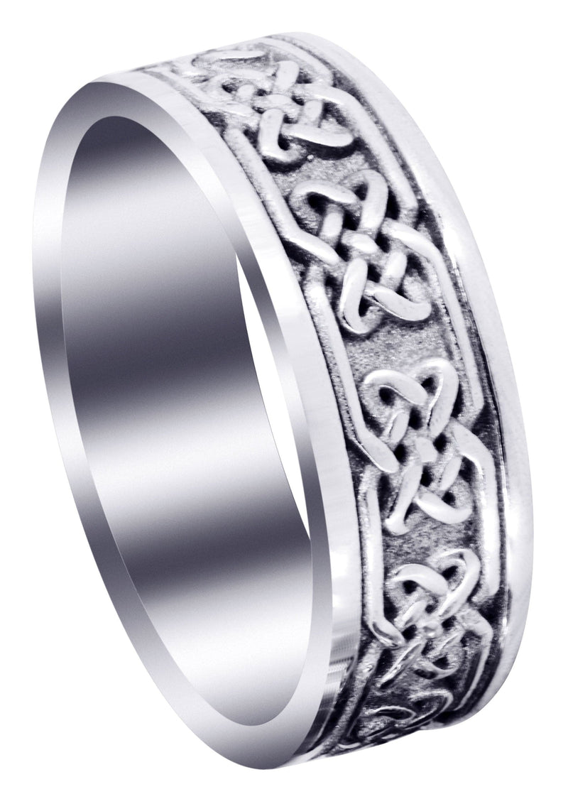 Celtic Mens Wedding Band | Sand Blast / High Polish Finish (Grant)