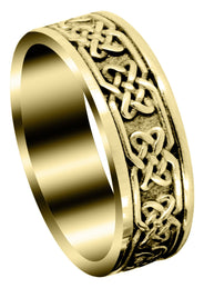 Yellow Gold Celtic Mens Wedding Band | Sand Blast / High Polish Finish (Grant)