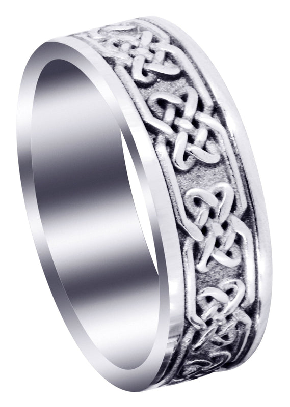 Celtic Mens Wedding Band | Sand Blast / High Polish Finish (Grant)