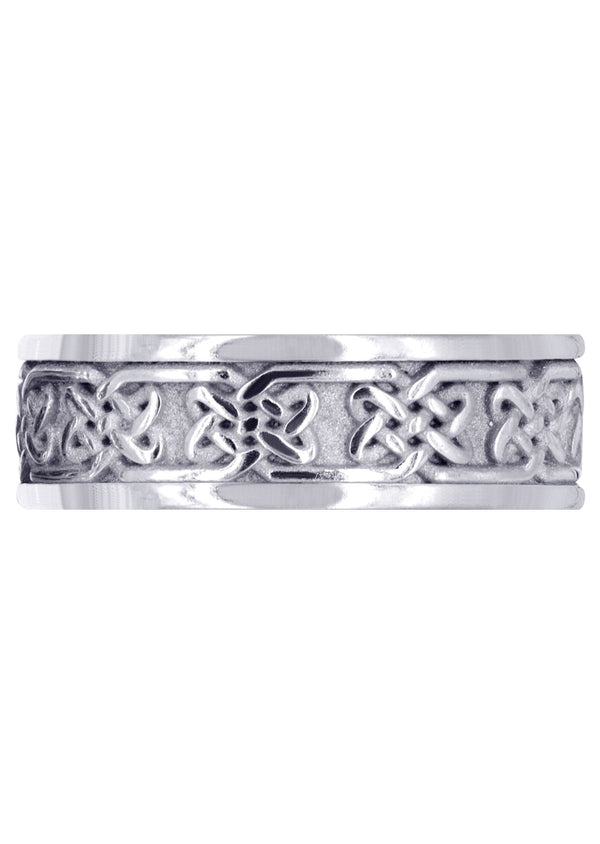 Celtic Mens Wedding Band | Sand Blast / High Polish Finish (Grant)