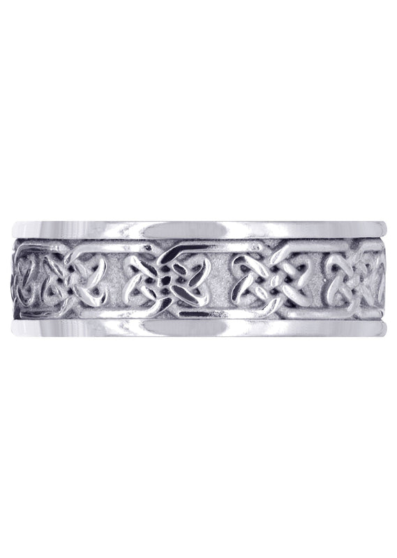 Celtic Mens Wedding Band | Sand Blast / High Polish Finish (Grant)
