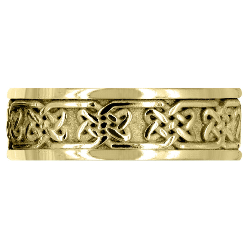 Yellow Gold Celtic Mens Wedding Band | Sand Blast / High Polish Finish (Grant)