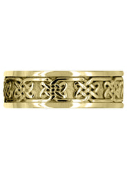Yellow Gold Celtic Mens Wedding Band | Sand Blast / High Polish Finish (Grant)