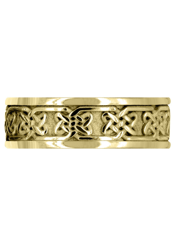 Yellow Gold Celtic Mens Wedding Band | Sand Blast / High Polish Finish (Grant)