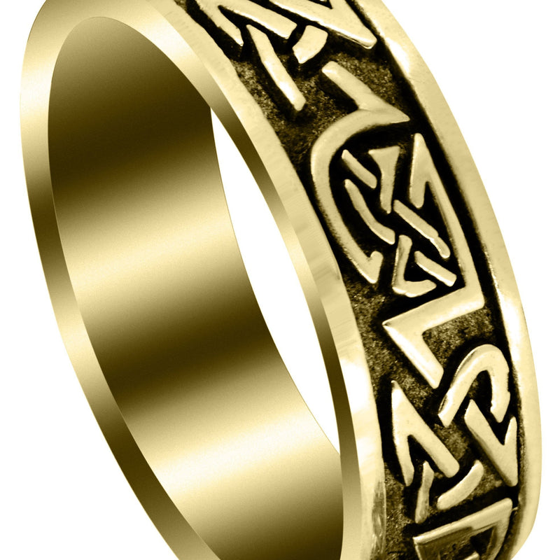 Yellow Gold Celtic Mens Wedding Band | Sand Blast / High Polish Finish (Graham)