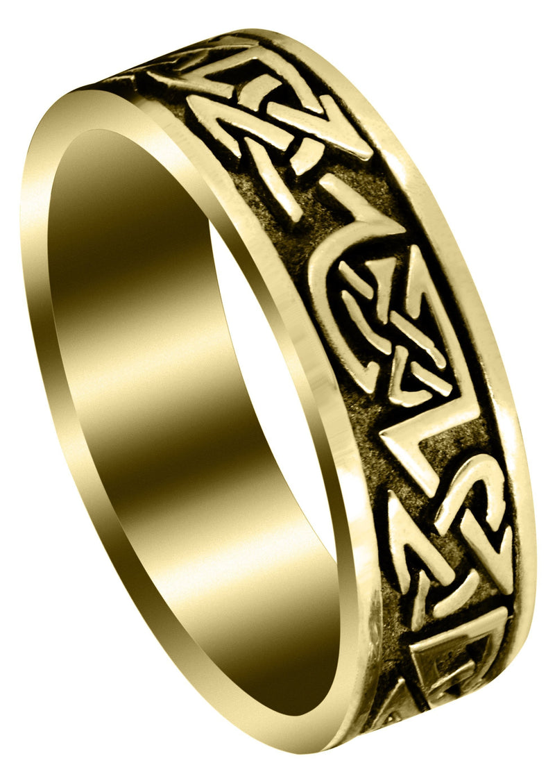 Yellow Gold Celtic Mens Wedding Band | Sand Blast / High Polish Finish (Graham)