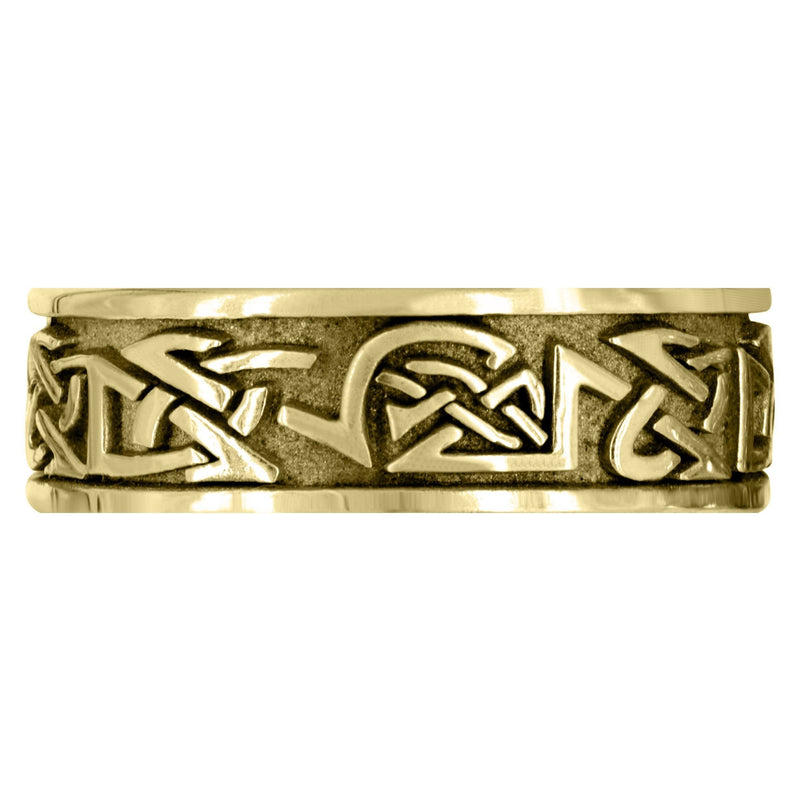 Yellow Gold Celtic Mens Wedding Band | Sand Blast / High Polish Finish (Graham)