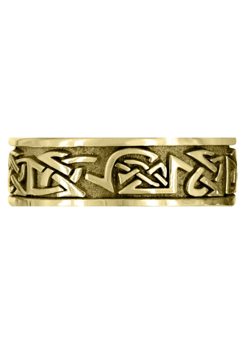 Yellow Gold Celtic Mens Wedding Band | Sand Blast / High Polish Finish (Graham)