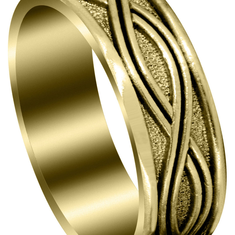Yellow Gold Celtic Mens Wedding Band | High Polish Finish (Kyle)