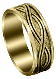 Yellow Gold Celtic Mens Wedding Band | High Polish Finish (Kyle)