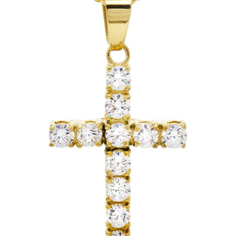 Mens Gold Plated Franco Chain & Cross Pendant | Appx. 12.4 Grams