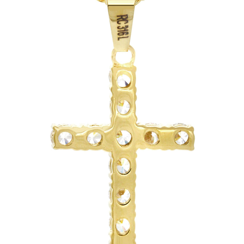 Mens Gold Plated Franco Chain & Cross Pendant | Appx. 12.4 Grams