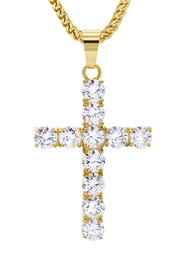 Mens Gold Plated Franco Chain & Cross Pendant | Appx. 16 Grams
