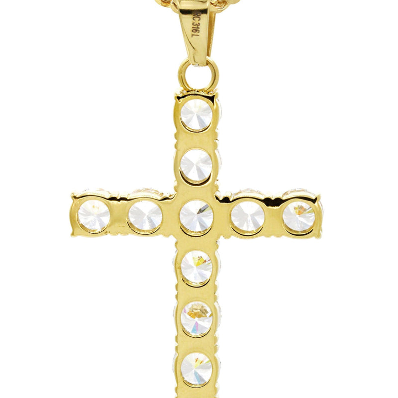Mens Gold Plated Franco Chain & Cross Pendant | Appx. 16 Grams