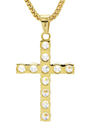 Mens Gold Plated Franco Chain & Cross Pendant | Appx. 16 Grams