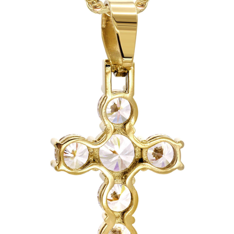 Mens Gold Plated Cuban Link Chain & Cross Pendant | Appx. 19.5 Grams