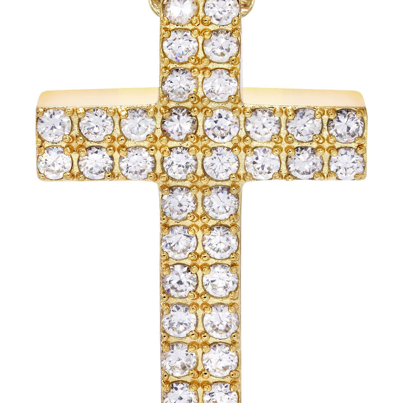 Mens Gold Plated Cuban Link Chain & Cross Pendant | Appx. 20 Grams