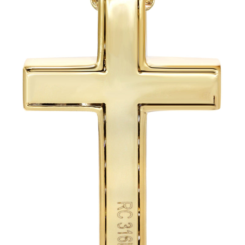 Mens Gold Plated Cuban Link Chain & Cross Pendant | Appx. 20 Grams