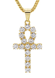 Mens Gold Plated Franco Chain & Ankh Pendant | Appx. 14.2 Grams