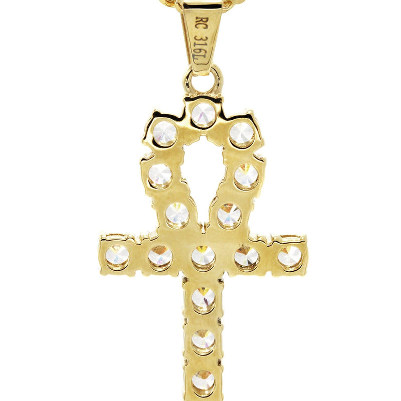 Mens Gold Plated Franco Chain & Ankh Pendant | Appx. 14.2 Grams