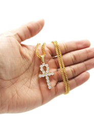 Mens Gold Plated Franco Chain & Ankh Pendant | Appx. 14.2 Grams