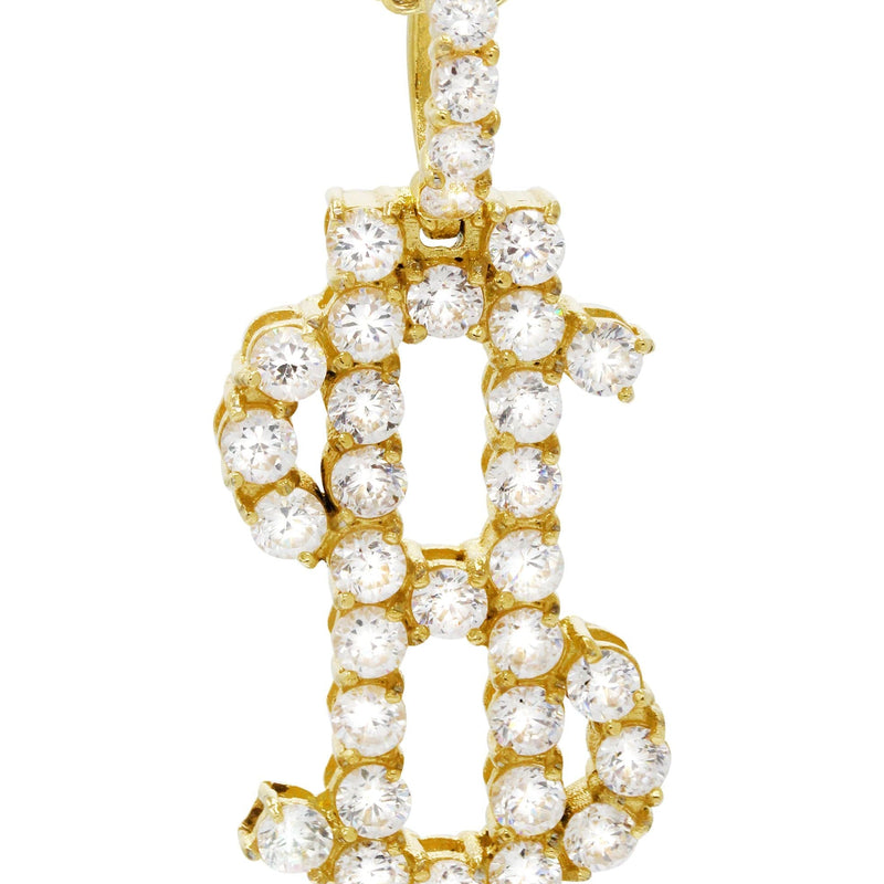 Mens Gold Plated Franco Chain & Money Sign Pendant | Appx. 14.3 Grams