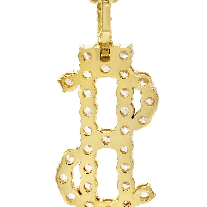 Mens Gold Plated Franco Chain & Money Sign Pendant | Appx. 14.3 Grams