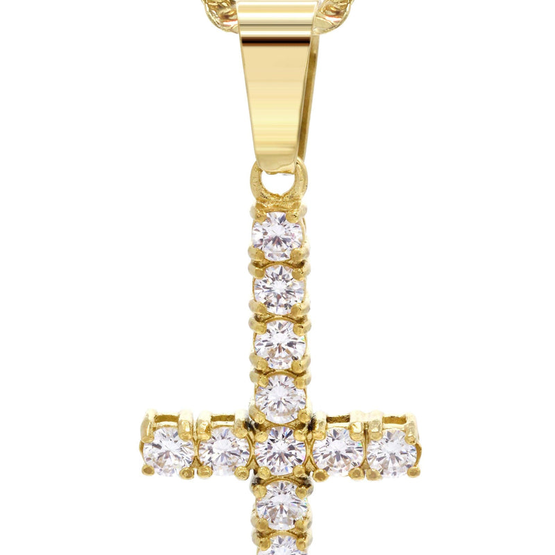 Mens Gold Plated Cuban Link Chain & Cross Pendant | Appx. 10.7 Grams