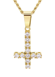 Mens Gold Plated Cuban Link Chain & Cross Pendant | Appx. 10.7 Grams