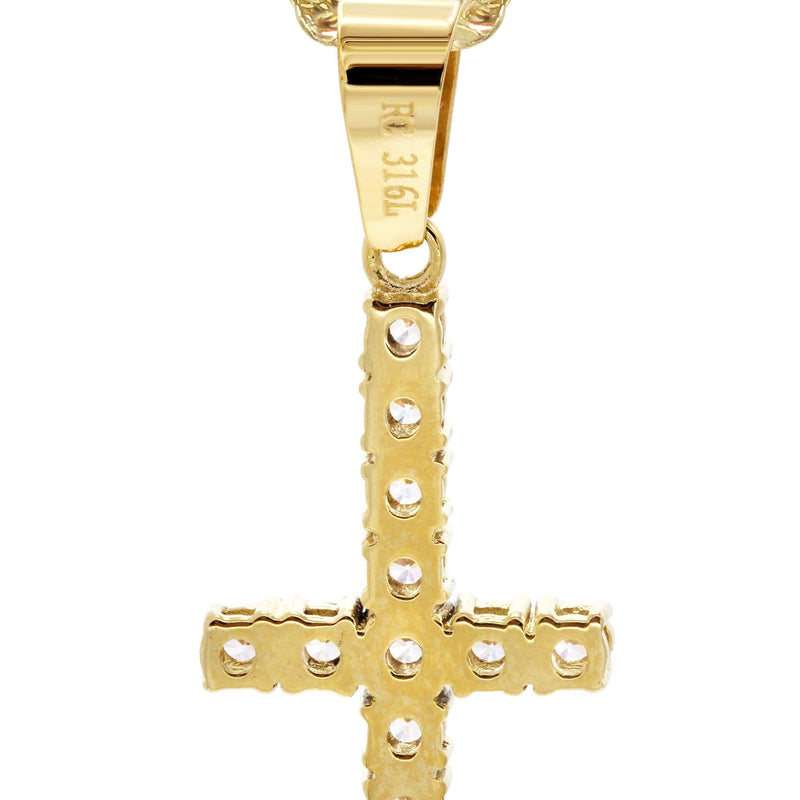 Mens Gold Plated Cuban Link Chain & Cross Pendant | Appx. 10.7 Grams
