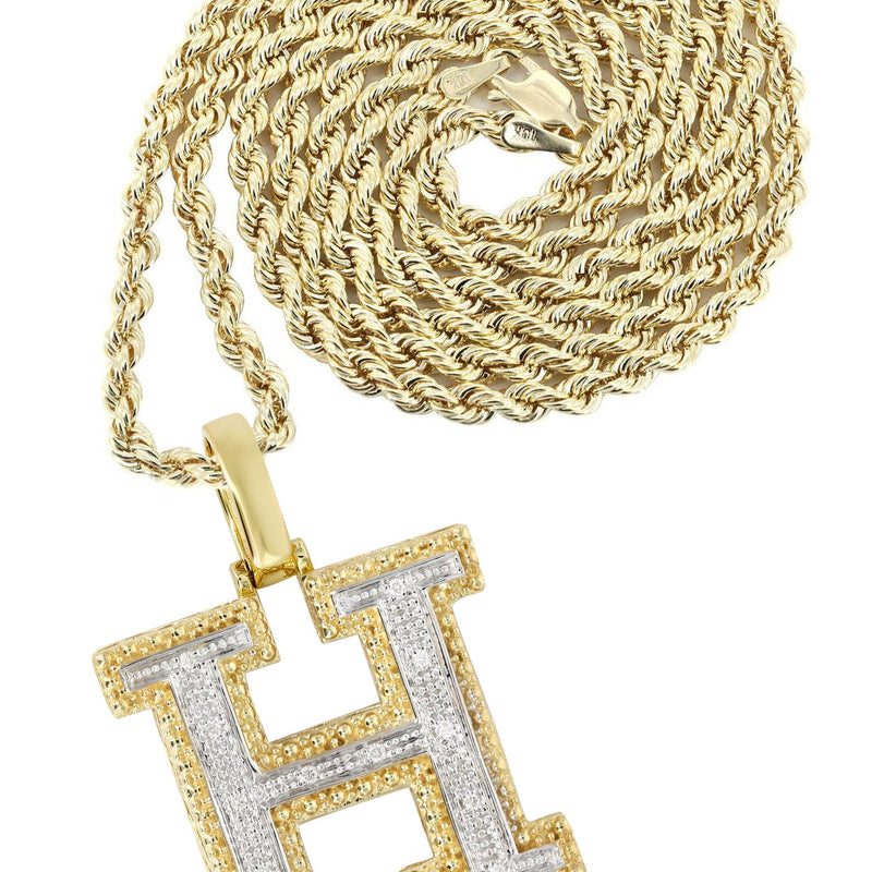 Diamond 10K Yellow Gold Letter "H" Necklace | Appx. 14.8 Grams