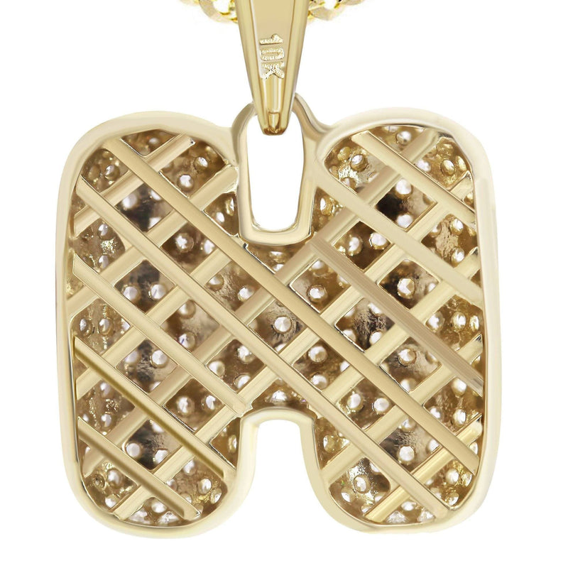 10K Yellow Gold Bubble Letter "H" CZ Necklace | Appx. 14.5 Grams