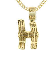 14K Yellow Gold Letter "H" Baguette Diamond Necklace | 2.02 Carats