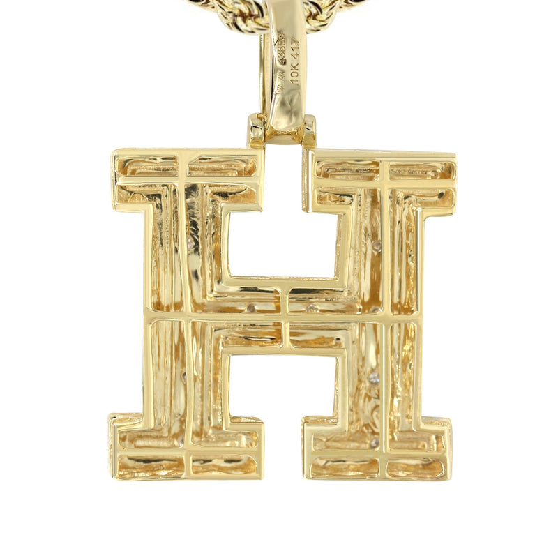 Diamond 10K Yellow Gold Letter "H" Necklace | Appx. 14.8 Grams