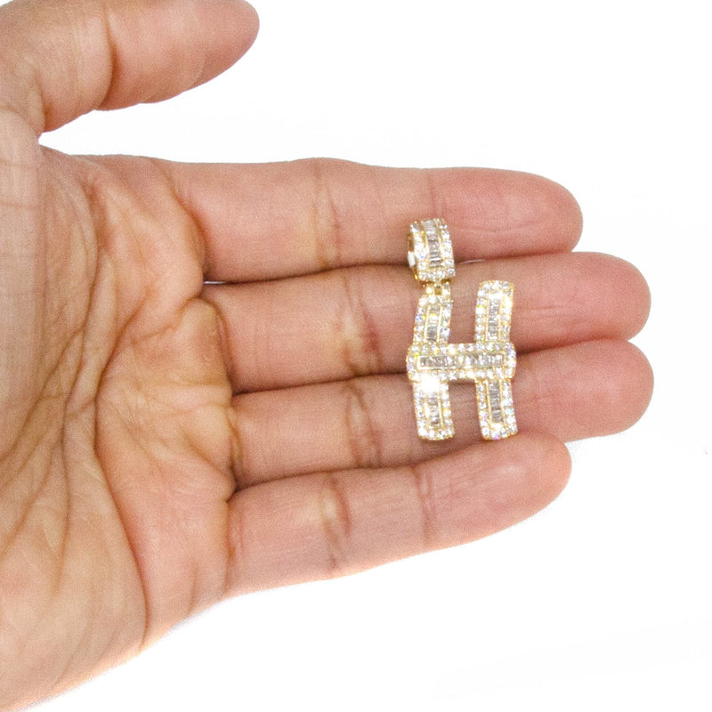 14K Yellow Gold Letter "H" Baguette Diamond Necklace | 2.02 Carats