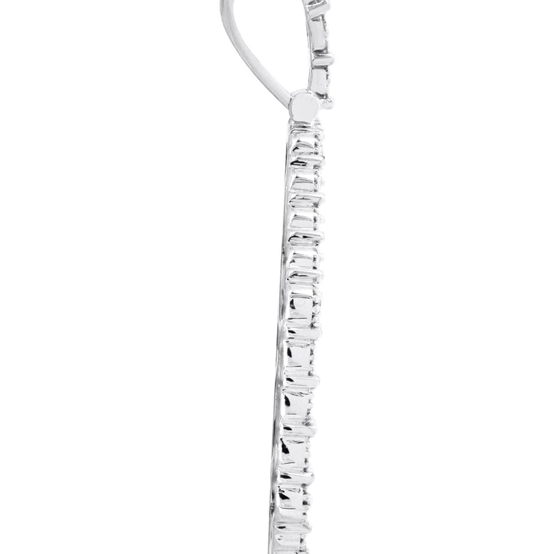 10K White Gold Large Diamond Heart Picture Pendant Necklace | Appx. 24 Grams