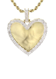 10K Yellow Gold Medium Diamond Heart Picture Pendant Necklace | Appx. 21 Grams