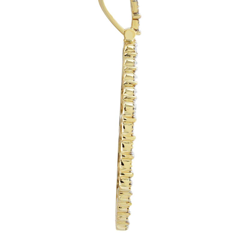 10K Yellow Gold Medium Diamond Heart Picture Pendant Necklace | Appx. 21 Grams