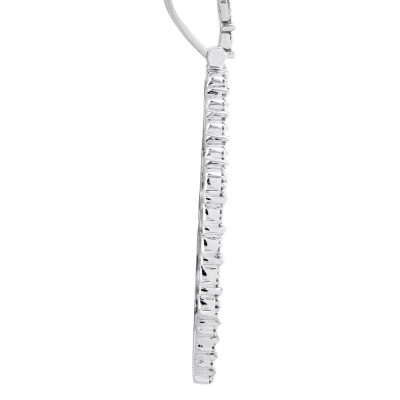 10K White Gold Medium Diamond Heart Picture Pendant Necklace | Appx. 21 Grams