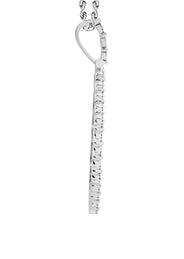 10K White Gold Medium Diamond Heart Picture Pendant Necklace | Appx. 21 Grams