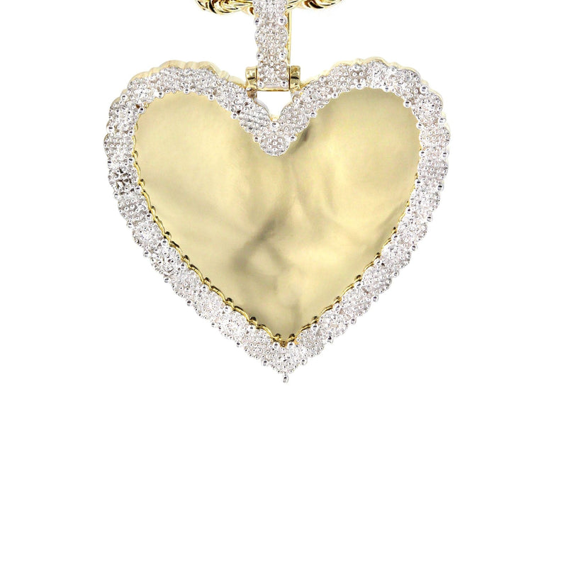 10K Yellow Gold Small Diamond Heart Picture Pendant Necklace | Appx. 18 Grams