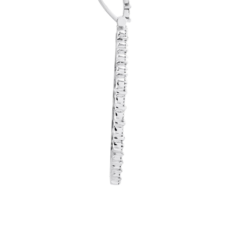 10K White Gold Small Diamond Heart Picture Pendant Necklace | Appx. 18 Grams